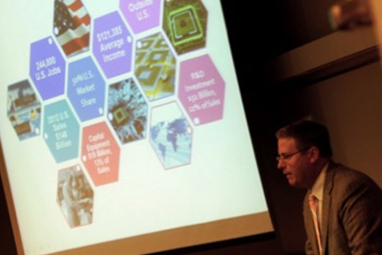 Person presenting at event