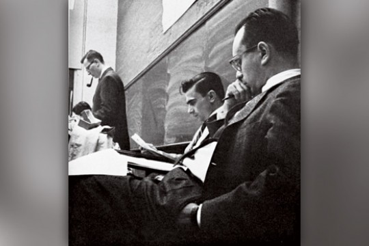 People reading in class