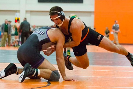 Action shot of Joe Cutugno wrestling.