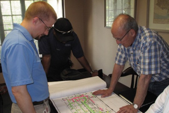 People looking at designs