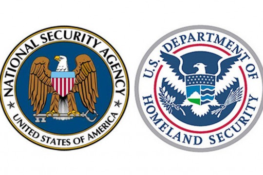 Two logos side by side, one for the USA National Security Agency and the other for the US Department of Homeland Security.
