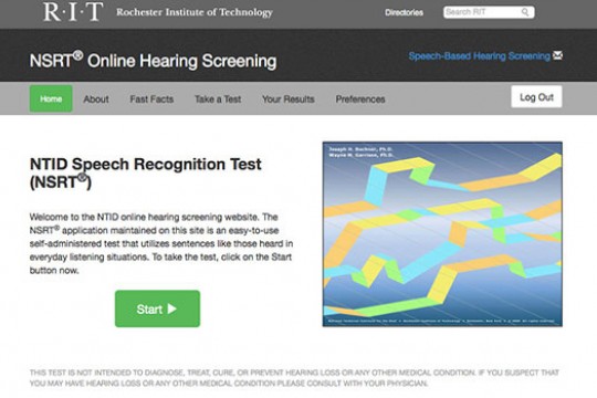 Webpage for "NTID's: Speech Recognition Test"