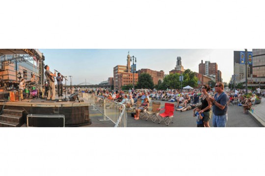 Panorama picture of concert in city