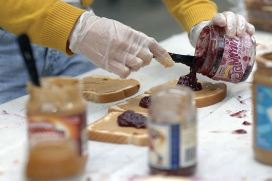 Person making sandwich