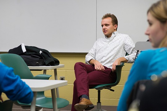 Professor teaching in classroom 