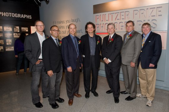 People posing for camera