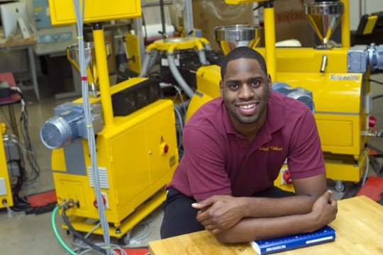 Person posing for camera in lab