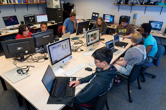 People working in computer lab