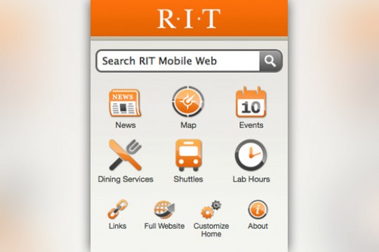 Front page of RIT app