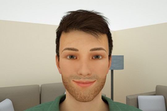 Simulated picture of person in living room