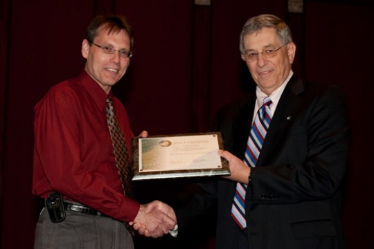 Professor posing for camera