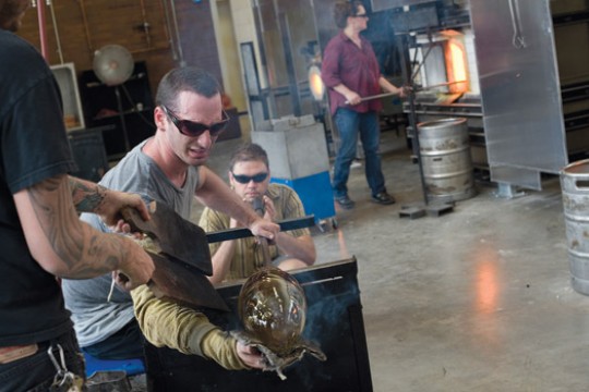 People working in classroom