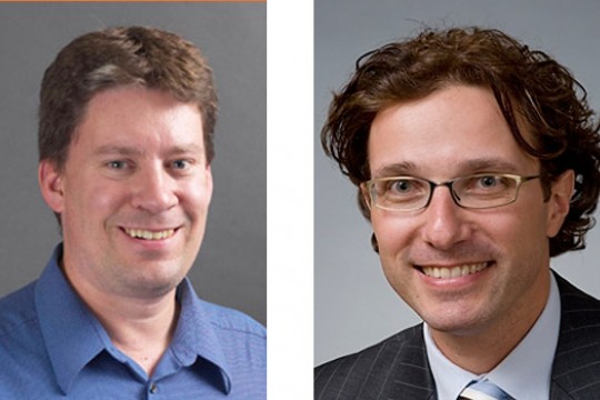 Two pictures of people posing