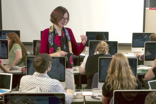 Professor teaching in classroom