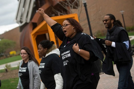 People walking down path
