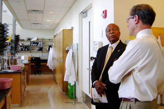 People talking in lab