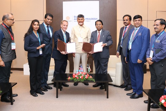 People accepting award at event