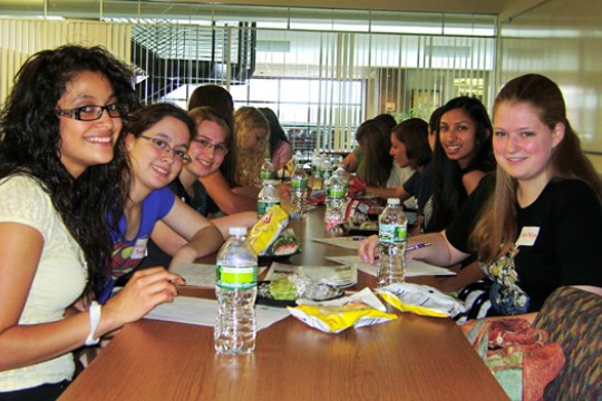 People eating at table