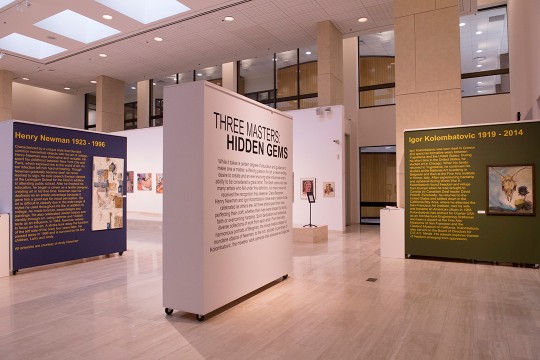 Art exhibit showcasing three artists