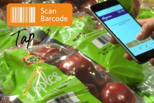 Smartphone scans bag of apples.