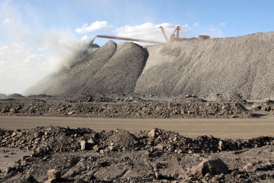 A mining machine is seen at the Bayan Obo mine.