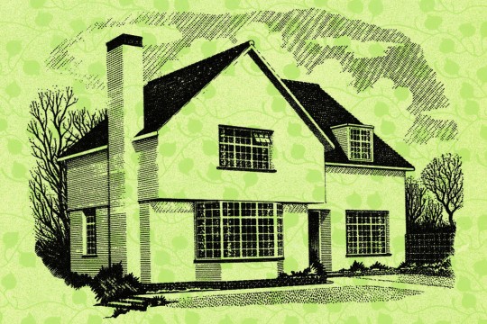 Drawing of two-story house.