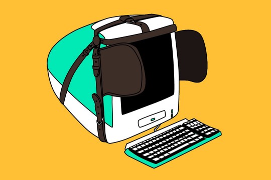 Graphic of computer monitor wearing horse blinders.