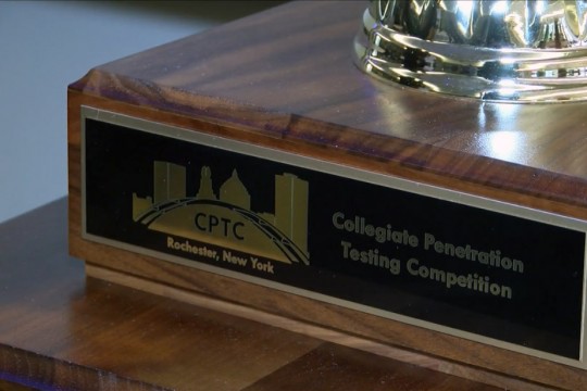 Base of trophy reads: Collegiate Penetration Testing Competition.