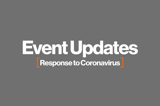 graphic with the words: Event Updates: Response to Coronavirus