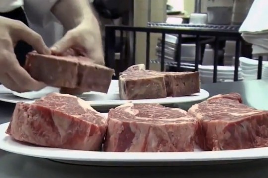 T-bone steaks on a plate.
