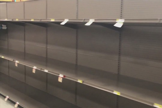empty shelves in a grocery store.