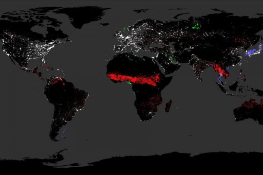 satellite image of the world at night.