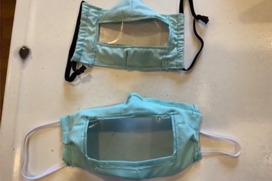 two types of see-through face masks.