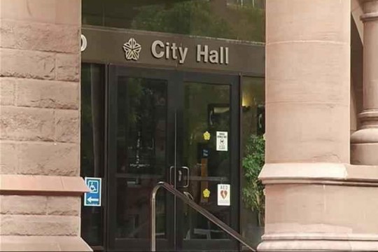 outside of Rochester City Hall.
