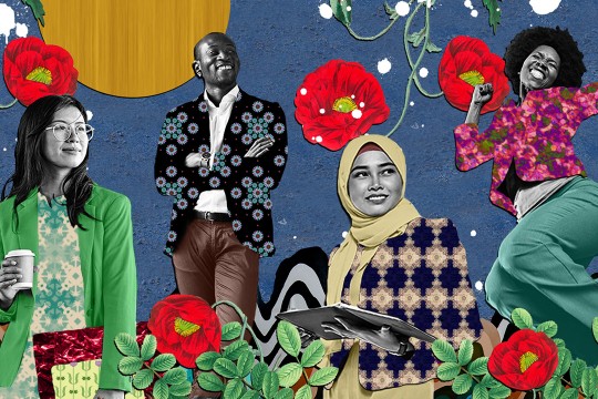 collage of people of color in workplace settings.