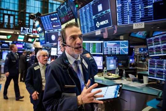 Traders working on the floor of the New York Stock Exchange.