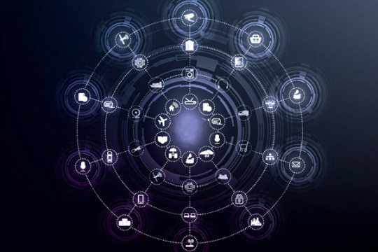 A graphic image of a web of logistics supply chain. 
