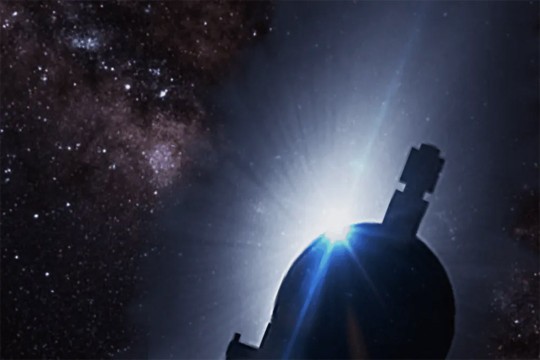 piece of a satelite in space.