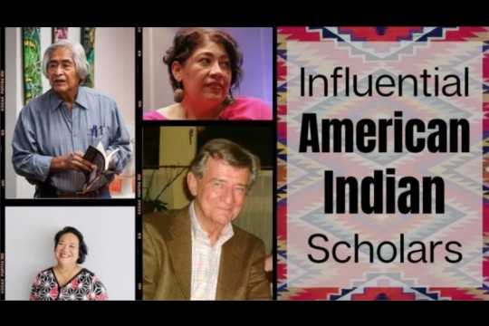 graphic with four people and the words "influential American Indian scholars."