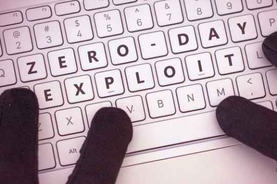computer keyboard that spells out "zero-day exploit."