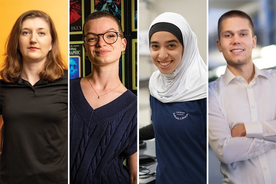 four side-by-side images of college students.