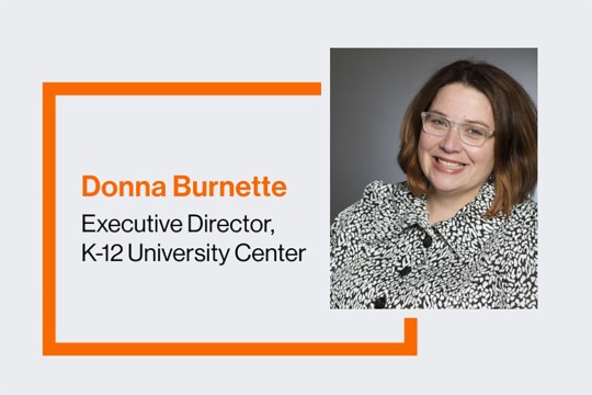 Graphic of Donna Burnette headshot and written text with name and title