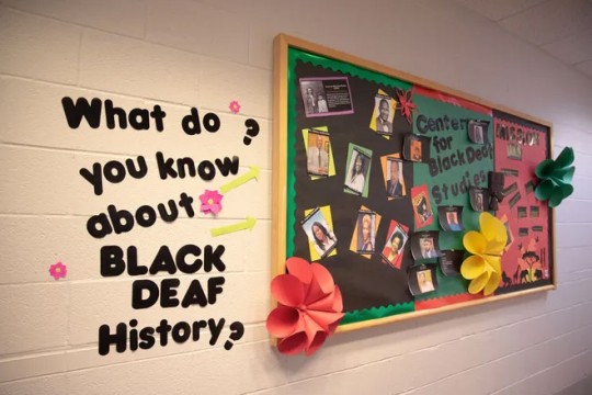 a wall in an elementary school features a bulletin board that says what do you know about black deaf history?