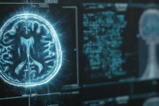 a scan of a brain appears on a hospital screen.
