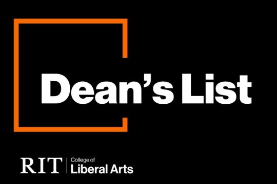 text graphic that says dean's list and has the college of liberal arts logo 