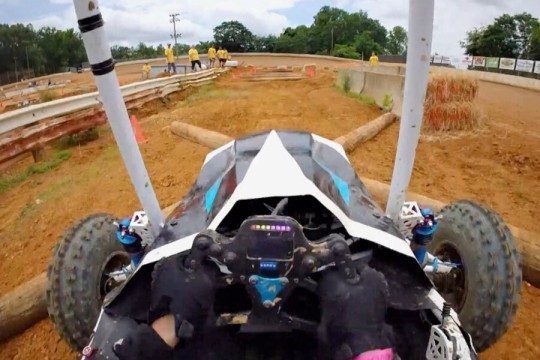 view from the drivers perspective in a Baja S A E car