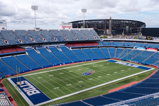 an arial view of the Biffalo Bills Highmark Stadium