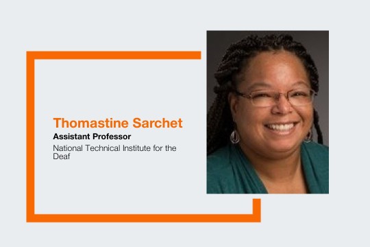 'a headshot of a woman next to her name and role at R I T'