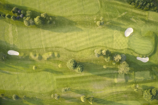 an arial view of a golf course