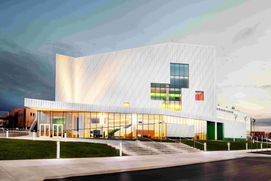 'an exterior view of the R I T performing arts center'